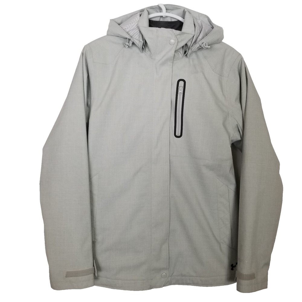 Under Armour Women Storm 3 in 1 Winter Jacket Sz M Light Gray Zip Up Hooded